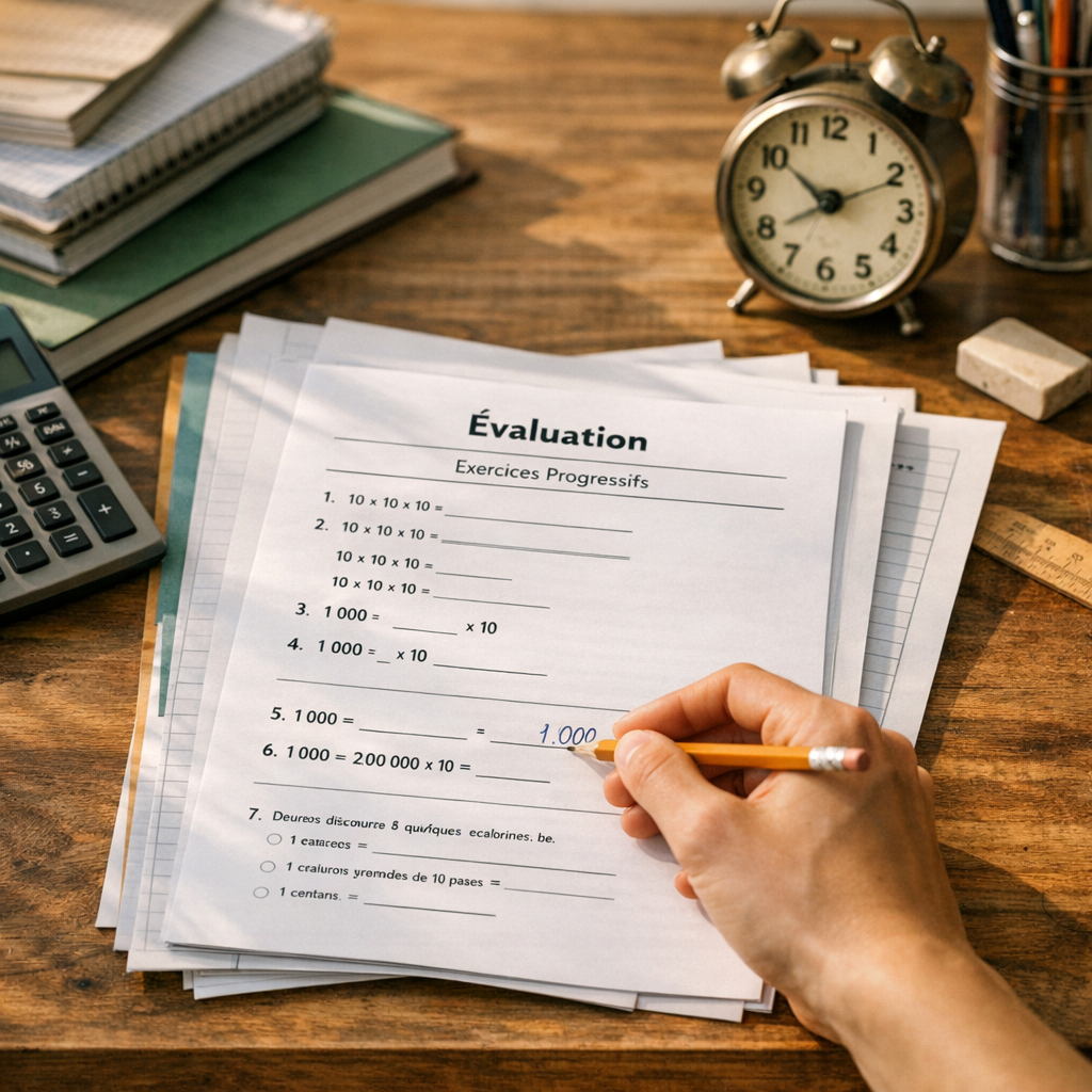 Évaluation imprimable : exercices progressifs