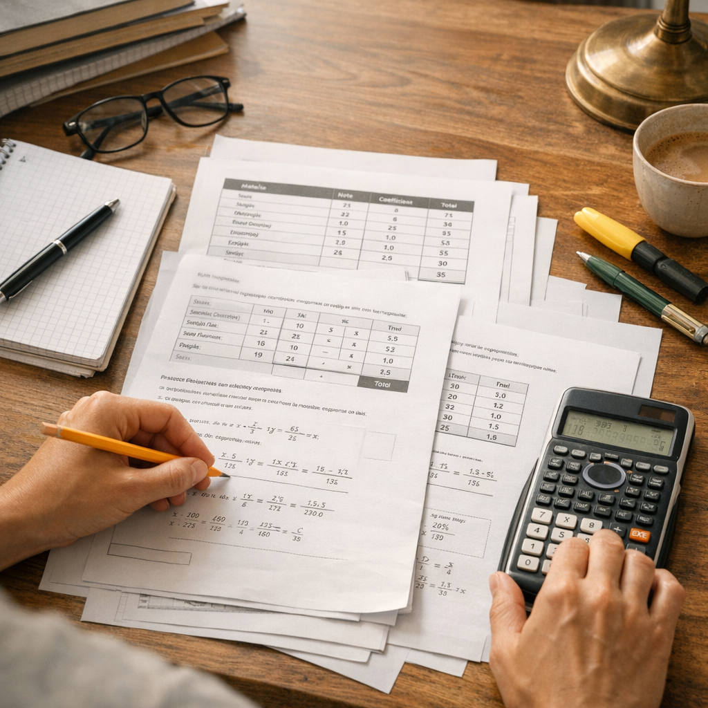 Exercices progressifs à imprimer pour calculer la moyenne du bac