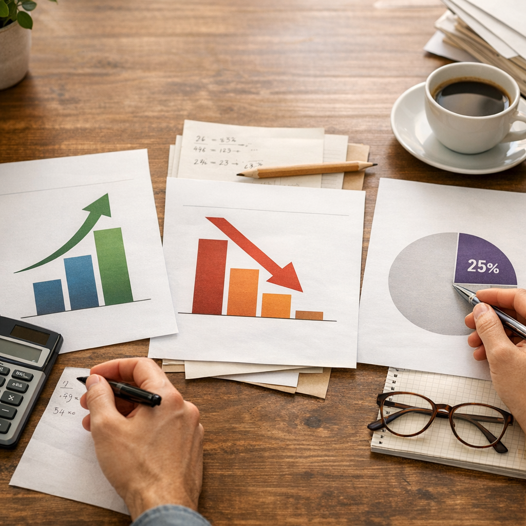 Exemples résolus : augmentation, diminution et part d'un total