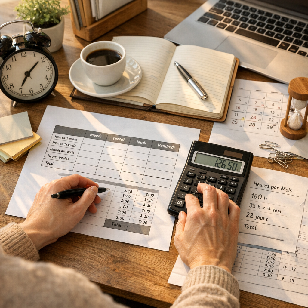 Comment calculer les heures de travail par jour, semaine ou mois ; ?