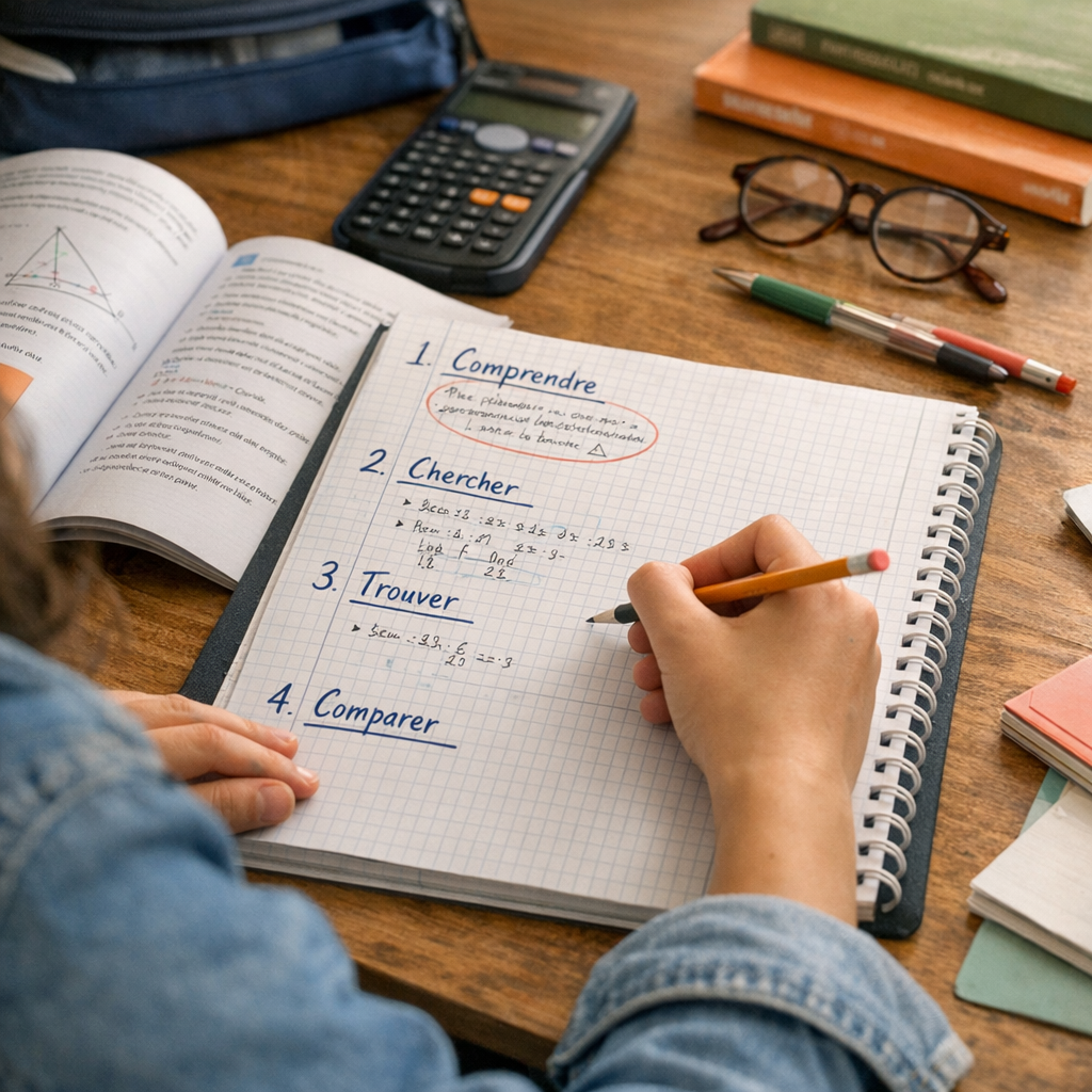 La méthode Maths Collège en 4 temps devant un exercice