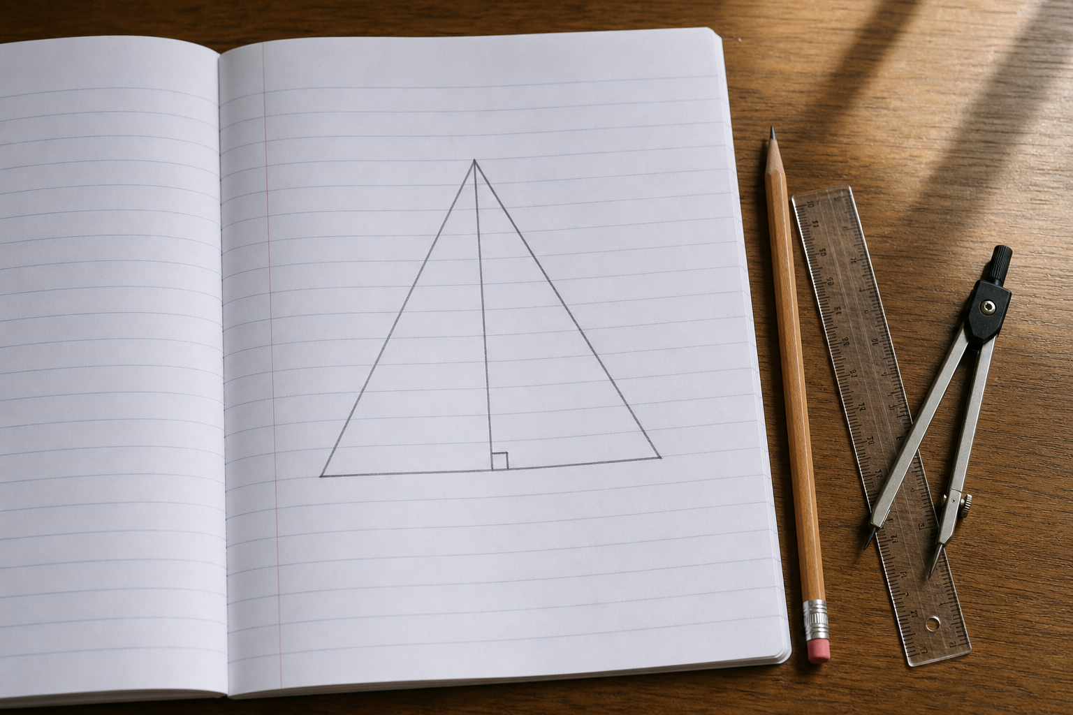En 4e, tu traces et calcules la hauteur d’un triangle isocèle