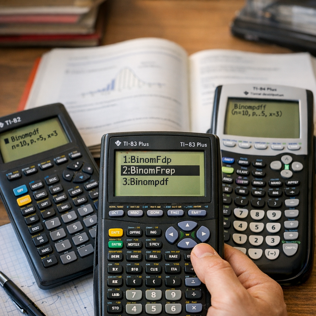 binomFdp, binomFrép et binompdf : quelle fonction choisir sur TI-82, TI-83 et TI-84 ?