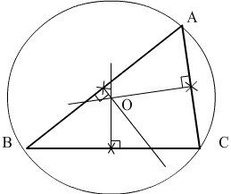 point de concours des médiatrices dans un triangle