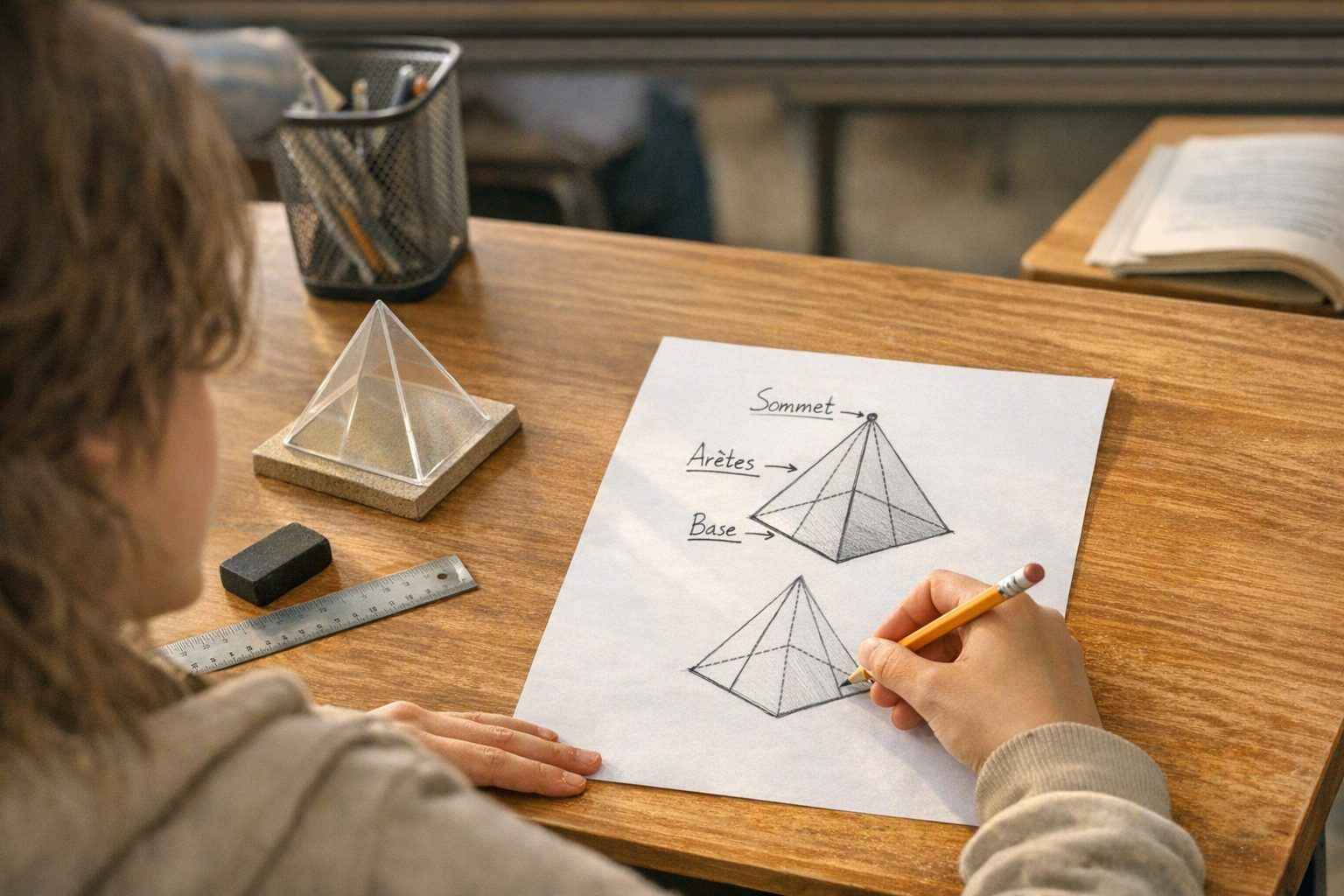 Nommer, reconnaître et dessiner une pyramide le jour du contrôle