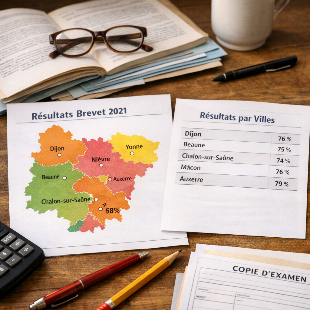 Académie de Dijon&nbsp;: résultats du brevet par département et par ville