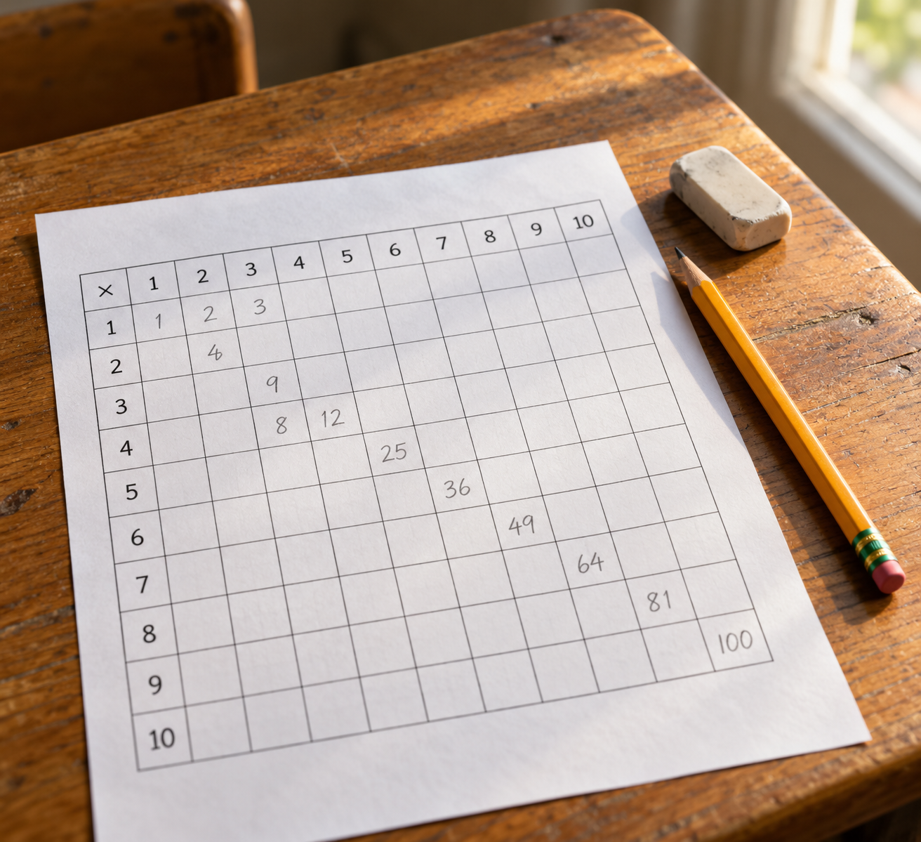 La table de Pythagore en 4e : lecture, utilisation et exercices